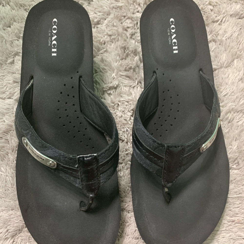 Coach wedge flip flops